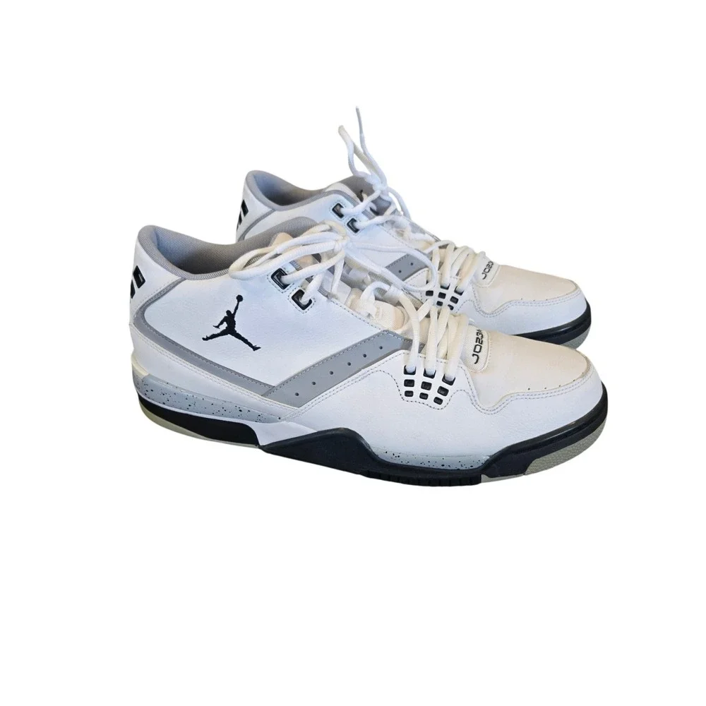 Jordan Flight 23 White Wolf Grey Black Sneakers 317820-117 Mens Size 13
